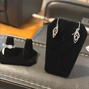 Elegant Silver Leaf Earrings and ring.